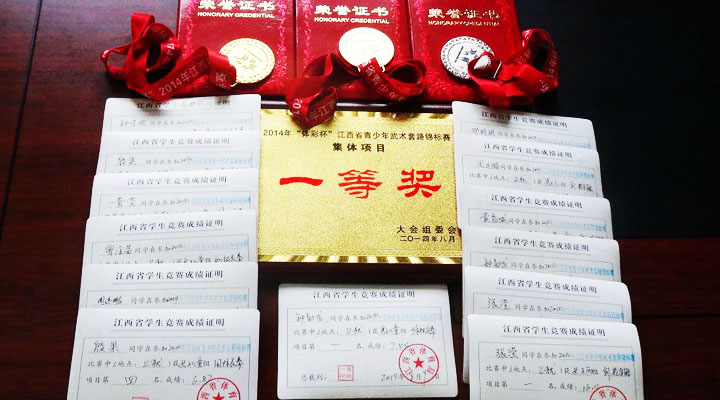 2014年代表赣州市参加江西省青少年武术套路锦标赛所获荣誉